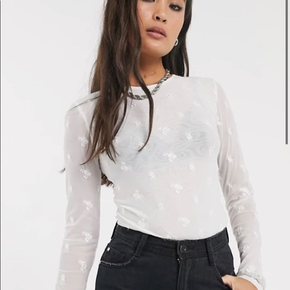 NWT $78 Free People Make Out Mesh Bodysuit Ivory S - Picture 16 of 16